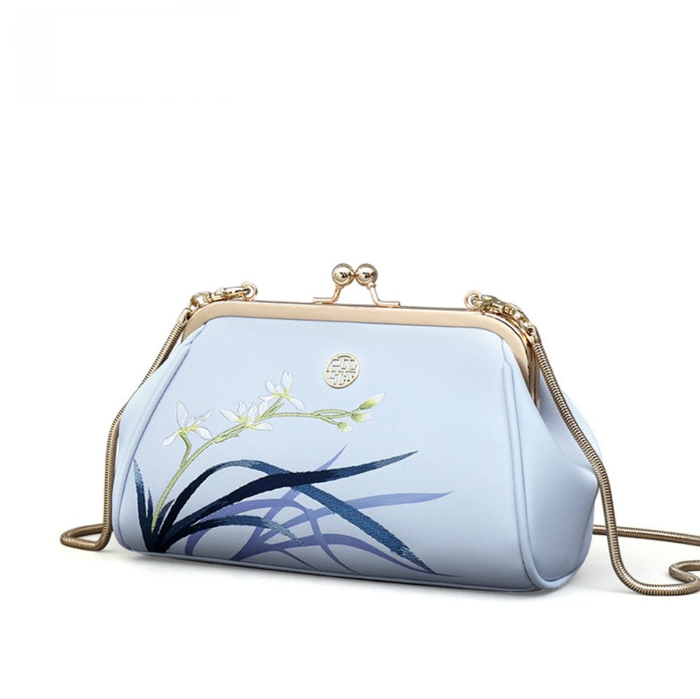 Modern Mardarin Orchid Embroidery Silk Craftsmanship Crossbody view