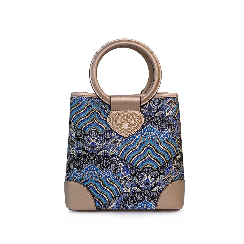 Cloud Brocade Imperial Wave Embroidery Silk Craftsmanship Clutch Champagne view